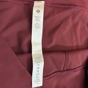 Lululemon Align High-Rise Pant 25” Size 20 Red Merlot Buttery Soft